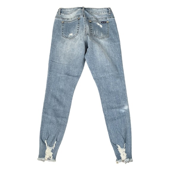 7 Seven For All Mankind High Waist Ankle Skinny Jeans Size 7 Raw Hem Distressed - Picture 2 of 7